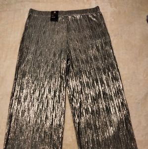 CRINKLED GOLD METALLIC Wide leg pants